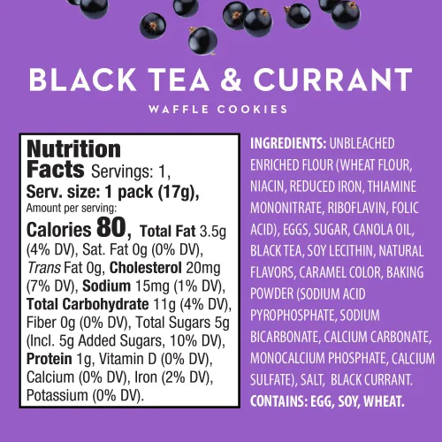 Miniatura 2 de Reko Tea Fusions - Galletas de gofre, té negro y grosella, paquetes de aperitivos envueltos individualmente, pizzelas italianas finas sin sabores ni