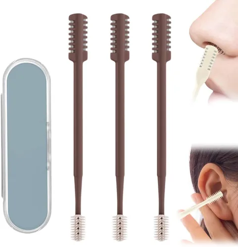 Miniatura 10 de AIIONP Cortador de vello nasal para mujeres y hombres, herramienta de eliminación manual de vello de fosa nasal giratoria de 360°, cuchilla de vello