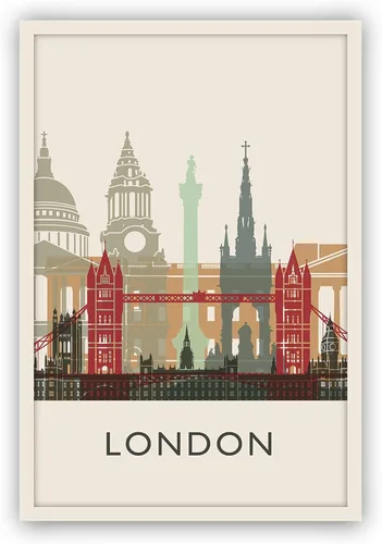 Miniatura 4 de Póster de ilustración de Londres, impresión de paisaje urbano y monumento de Inglaterra, arte de pared para el hogar, decoración de oficina, 16 x 20