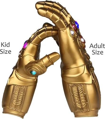 Miniatura 6 de Guante infinito de PVC iluminable para adultos guantes de guantelete de Iron Man Infinity Thanos dorados piedra infinita LED iluminada joya