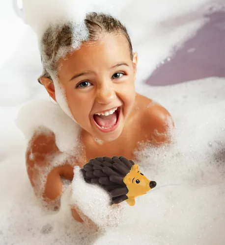 Miniatura 6 de DolliBu Hedgehog Bath Buddy Squirter - Juguete de baño de hedgehog flotante de goma de erizo marrón, divertido juego de agua para niños pequeños