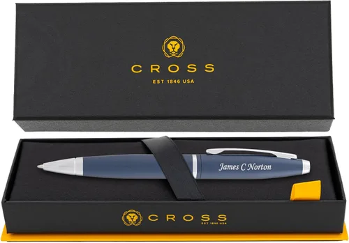 Miniatura 9 de Bolígrafo Cross Calais, laca azul con tapa cromada, grabado personalizado, regalo de graduación, promoción, jubilación u oficina Laca azul con cromo