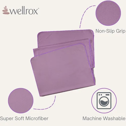 Miniatura 2 de Wellrox Toalla de microfibra para esterilla de yoga con agarre, ultra absorbente, súper suave y de secado rápido, toalla de yoga caliente Lavanda