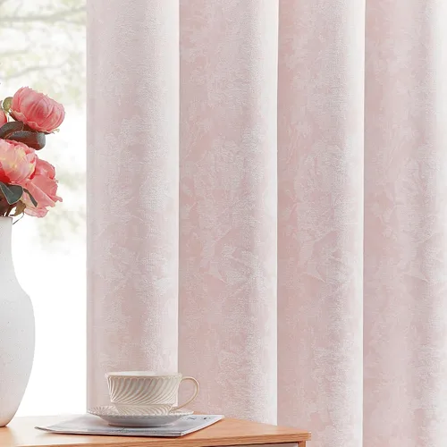 Miniatura 20 de Beauoop - Cortinas opacas beige con diseño floral jacquard, 2 paneles, para dormitorio/sala, de felpilla, gris pardo, aislantes y a prueba de ruido