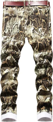 Miniatura 110 de Baylvn - Pantalones de mezclilla entallados y estampados para hombre con corte recto