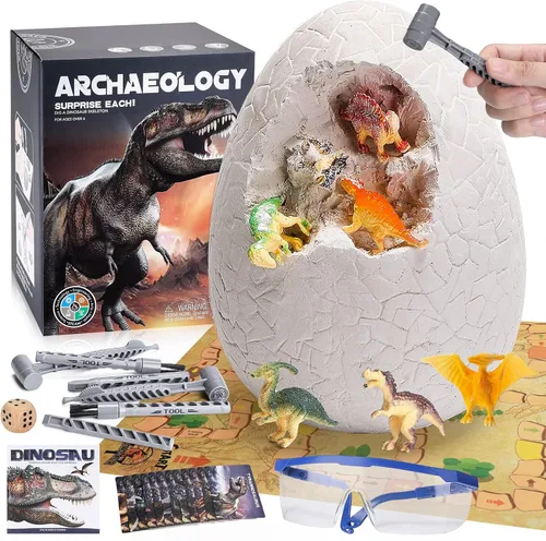 Miniatura 11 de Kit de excavación de huevos de dinosaurio jumbo, juguetes de dinosaurio para niños de 5 a 7 años, huevos de dinosaurio con 12 dinosaurios