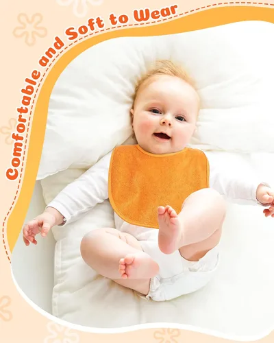 Miniatura 5 de JaGely Paquete de 30 baberos de muselina para bebé, multicolor, sólido, unisex, impermeable, alimentador ajustable para dentición y babeo