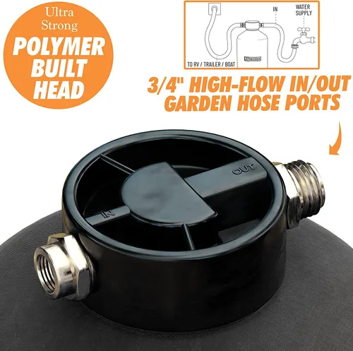 Miniatura 4 de Filterelated Ablandador de agua para autocaravana, 16000 granos, portátil, con ajuste de latón de 3/4 pulgadas y manguera personalizada, sistema