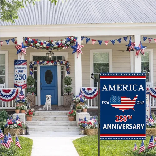 Miniatura 9 de Bandera de jardín con el 250 aniversario de Estados Unidos, bandera de Estados Unidos del 250 aniversario, bandera patriótica de 250 años, letrero