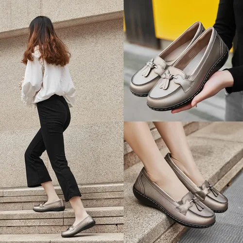 Miniatura 6 de Artisure Mocasines de cuero clásicos y cómodos para mujer, estilo casual, con borlas, bonitos zapatos de vestir para el trabajo, oficina, zapatos