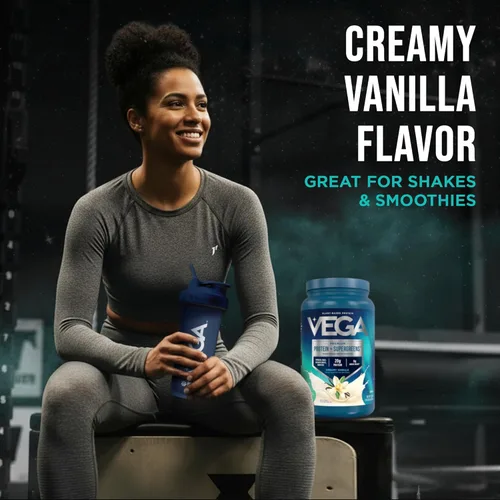 Miniatura 5 de Vega Proteína premium + superverdes, vainilla cremosa – 0.71 oz de proteína vegana, sin lácteos y gluten, 26.9 oz (25 porciones)