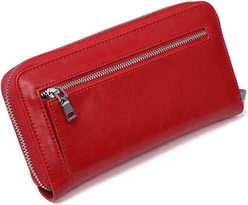 Miniatura 4 de JEEBURYEE Carteras para mujer RFID bloqueo de cuero cremallera alrededor de la muñeca embrague bolsa de viaje