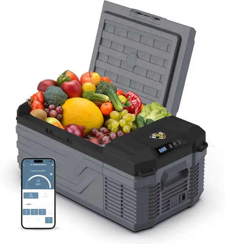 Yellow Jacket Refrigerador de 12 voltios para automóvil, enfriador eléctrico portátil de 16 cuartos, refrigerador para auto para acampada al aire