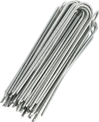 Miniatura 9 de GardenMate Paquete de 50 clavijas de acero multiusos en forma de U de 50 x 6 pulgadas (5.906 in), ideales para asegurar tela de malezas, tela