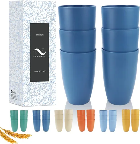 Miniatura 23 de PYRMONT Juego de 6 tazas de paja de trigo, tazas de café de plástico reutilizables, tazas de té con asas, juego de tazas de 16 onzas para café