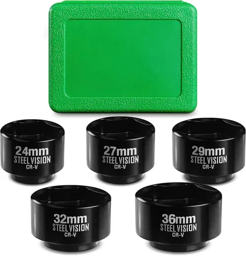 Steel Vision Juego de 5 piezas de 3/8 pulgadas para filtro de aceite de perfil bajo, métrico 0.945 in, 1.063 in, 1.142 in, 1.260 in, 1.417 in, acero