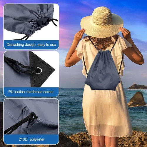 Miniatura 2 de KUUQA Mochila con cordón a granel, bolsas de almacenamiento para deporte, gimnasio, viajes, Gris, Viajar