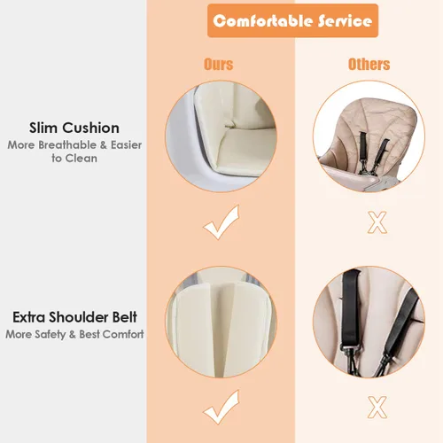 Miniatura 8 de BABY JOY Silla alta 3 en 1, silla alta convertible Baby Eat & Grow de madera, silla mecedora, asiento elevador, sillas de comedor para bebés