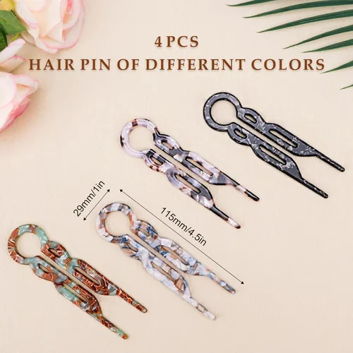 Miniatura 2 de 4 horquillas francesas en forma de U para moños, elegantes pinzas de peinado para mujeres y niñas, sujeción segura para cabello grueso y largo