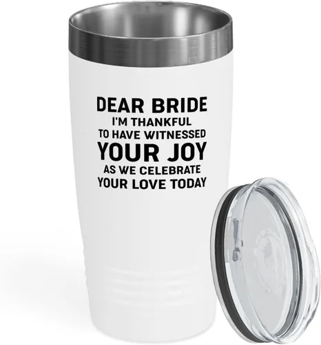 Bride Gift from Officiant Tumbler 20oz White -Witnessed Joy - Bridal Shower Bride To Be Bachelorette Party Newlywed Wedding Officiant Brother