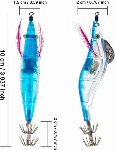 Miniatura 2 de Paquete de 4 señuelos de pesca LED, señuelos de pesca LED para disminuir la velocidad con ganchos Mustad agua dulce y salada, pececillo de Jerkbait