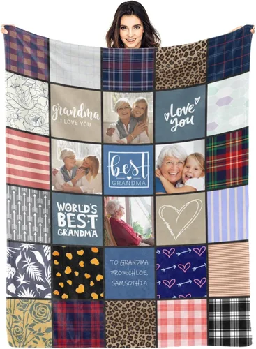 Miniatura 44 de Manta personalizada con fotos y texto para mamá, papá, bebé, familia, amigos, manta personalizada para cumpleaños, Navidad, para mujeres, hermana