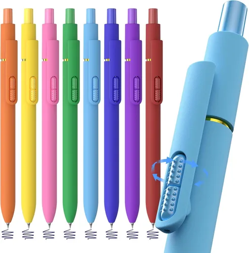 HIACRY 8Pcs Blue Ink Gel Pens, Quick-Dry 0.7mm Fine Point Fidget Pens, Smooth Writing Journaling Pens for Note Taking, Gift for Women & Girls,