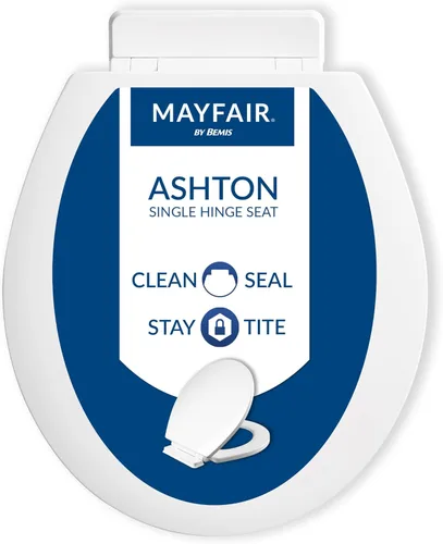 Miniatura 12 de Mayfair Linden - Asiento de inodoro de cierre lento, antideslizante, de madera resistente, fácil de instalar, redondo, color blanco