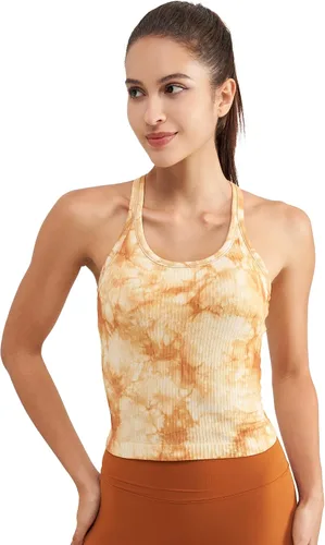 Miniatura 58 de sphinx cat - Camiseta corta de entrenamiento para mujer, camiseta sin mangas, acanalada, con espalda cruzada y brasier integrado