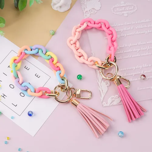 Miniatura 5 de GIEMSON Llavero de silicona para mujer, pulsera con cuentas para automóvil