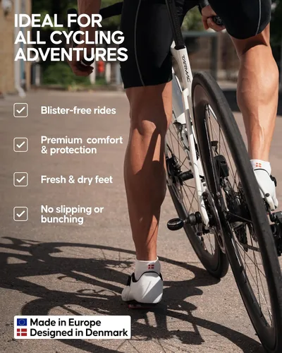 Miniatura 3 de DANISH ENDURANCE Calcetines de ciclismo, longitud al tobillo, transpirables, acolchados, calcetines de ciclismo para hombres y mujeres, paquete de 3