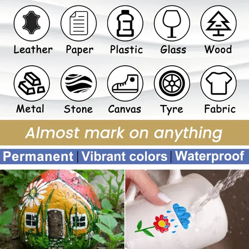 Miniatura 6 de Overseas Rotuladores de Pintura Negra Marcadores de Pintura - Marcadores Acrílicos Permanentes Paquete de 3, a Base de Agua, Secado Rápido