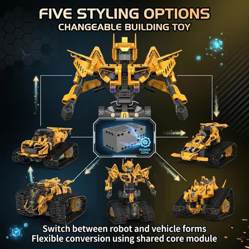 Miniatura 7 de Kit de construcción de robot para niños de 8 a 12 años, juguetes de construcción STEM 5 en 1 con control remoto y aplicación, más de 373 piezas