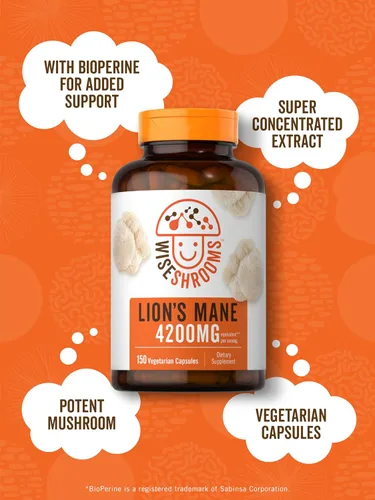 Miniatura 4 de Carlyle Seta melena de leones 150 cápsulas con extracto de bioperina Vegetariano, sin OMG, sin gluten Wiseshrooms