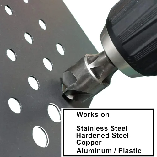 Miniatura 3 de CONQUER Tools - Broca avellanadora de metal con 5 flautas, 87 grados para vástago hexagonal de 1/4 pulgadas, ajuste de 1/8"-3/4