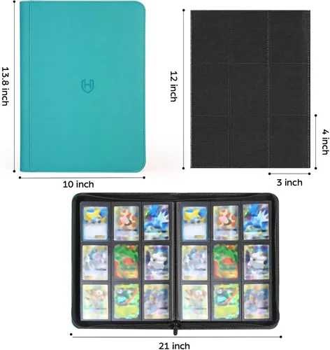 Miniatura 2 de Carpeta de Tarjetas de 9 Bolsillos con Cremallera, Libro Portatarjetas de 648 Bolsillos, Carpeta de Portatarjetas con Cremallera de Cubierta de PU