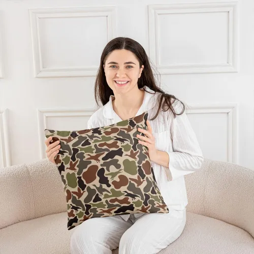 Miniatura 5 de Duck Hunting Throw Pillow Covers Set of 2 Army Camo Pillow Cover for Kids Girls Boys Green Brown Camouflage Square Cushion Case 16"x 16" Rustic