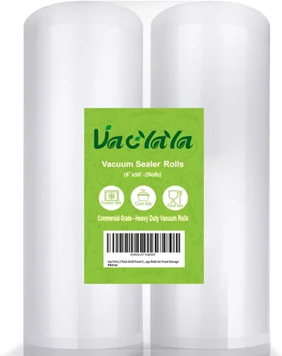 Paquete de 2 bolsas selladoras al vacío de 8 x 50 pulgadas (total de 100 pies), sin BPA y resistentes, rollos de bolsas de sellado al vacío de grado