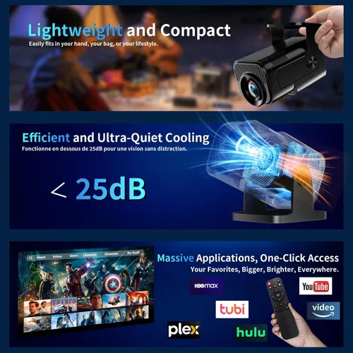Miniatura 5 de [Proyector 2026 actualizado] Mini proyector compatible con 4K 1080P Keystone automático 270° giratorio con WiFi 6 y Bluetooth 5.2 proyector portátil