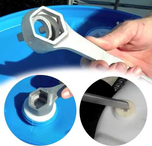 Miniatura 3 de Llave de tambor de aluminio con mango de agarre para tapas de 2" y 3/4" Abridor de barril para tambores de 10, 15, 20, 30, 50 y 55 galones
