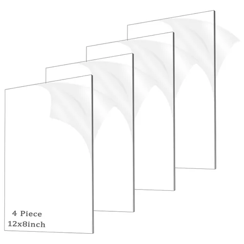 4 piezas de hojas de acrílico de 1/8" de grosor (3mm), plexiglás fundido transparente de 8” x 12” con papel protector para carteles, proyectos de