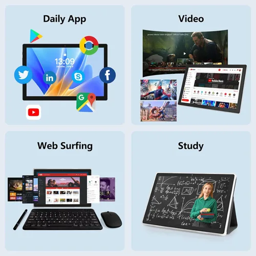 Miniatura 6 de Tableta, tableta Android con 12 GB de RAM 64 GB de ROM, tabletas con procesador Octa-Core con teclado, mouse, pantalla táctil de 10.1 pulgadas 1280