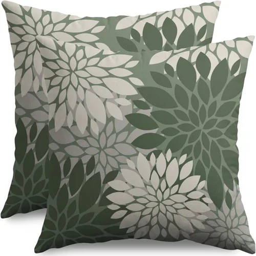 Miniatura 99 de Fundas de Almohada Azul Aguamarina 16X16 Pulgadas Juego de 2, Flores de Dalia Primavera Verano Floral Crema Fundas de Almohada Decorativas