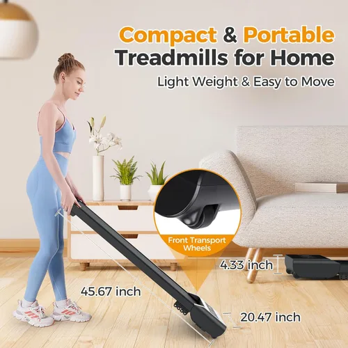 Miniatura 7 de Hifast Walking Pad Treadmill with Incline,Under Desk Treadmills for Home Office,300lbs Capacity Portable Small Walking Pad,2.5HP Quiet Running Pad
