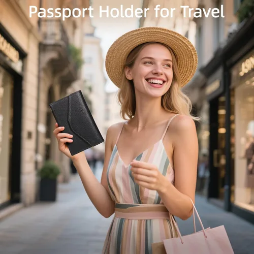 Miniatura 67 de Zoppen - Billetera de viaje con bloqueo RFID multiusos (Ver.4) Portatarjetas de pasaporte y vacunas, organizador de documentos de tres pliegues