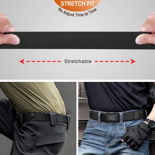 Miniatura 6 de Cinturón para hombre, cinturón de nailon elástico táctico militar para regalo, senderismo, caza, 1.5 pulgadas, corte para ajuste