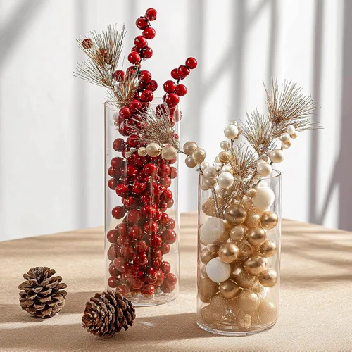 Miniatura 6 de SUPMIND 12 jarrones cilíndricos transparentes para centros de mesa, jarrones de flores de vidrio para decoración de bodas y decoración del hogar