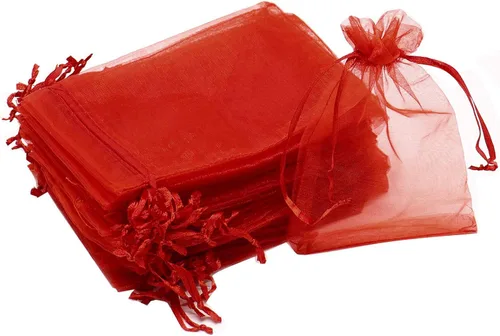 Miniatura 30 de Dealglad 100pcs Drawstring Organza bolsas de joyería caramelo para fiestas, casamientos, regalos Amarillo