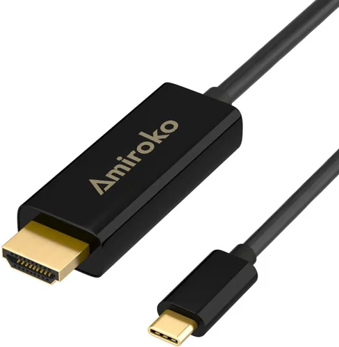 Cable USB C a HDMI de 6 pies, USB 3.1 tipo C (compatible con Thunderbolt 3) a HDMI 4K cable para MacBook Pro 2016, MacBook de 12 pulgadas, Negro
