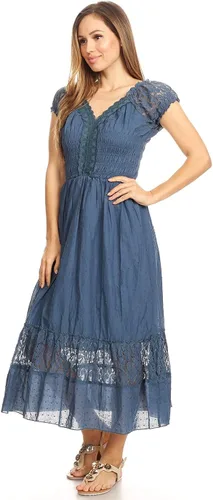 Miniatura 4 de Anna-Kaci Renaissance Campesant Maiden Boho Inspirado en Manga Casquillo Vestido de Encaje